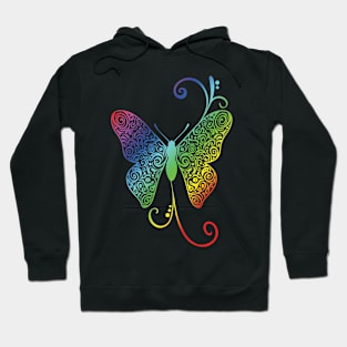 Butterfly Doodle Pattern - Rainbow colors, Hoodie